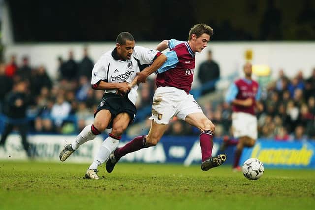 Rob Edwards gets away from Fulham striker Steve Marlet during his time at Aston Villa in February 2003 - pic: Phil Cole/Getty Images