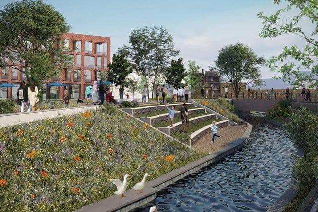 An artist's impression of the uncovered River Lea