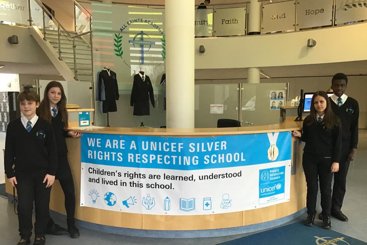 Silver Rights Respecting School All Saints Academy Dunstable receives meaningful UNICEF UK Award