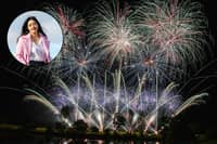 File photo of fireworks and inset, MP Sarah Owen