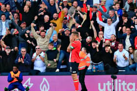 An emotional Carlton Morris at the full time whistle - pic: Liam Smith