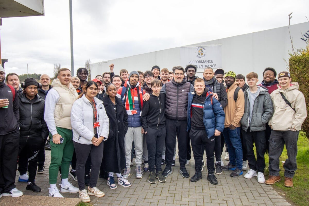 Students get a behind-the-scenes look at Luton Town FC training