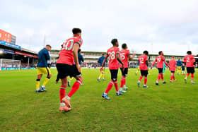 The Hatters players take to the field against Chelsea on Saturday - pic: Liam Smith