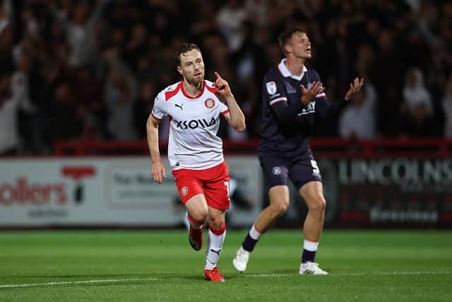 Mads Andersen can't hide his frustration as Dan Kemp scores for Stevenage - pic: David Rogers/Getty Images