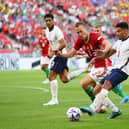 Former Luton defender James Justin on the ball during his England debut