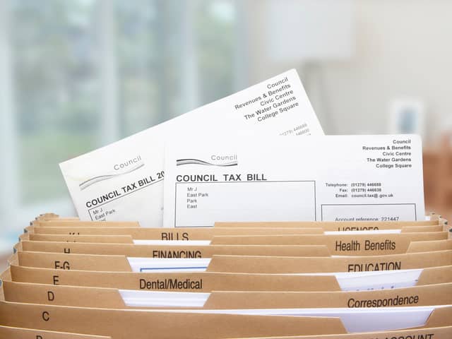 Home filing dividers for council tax & household bills. Photo: AdobeStock