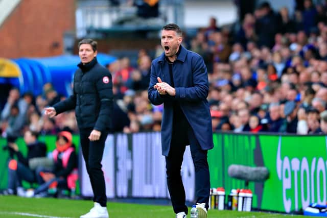 Hatters boss Rob Edwards shouts out instructions at Selhurst Park - pic: Liam SMith