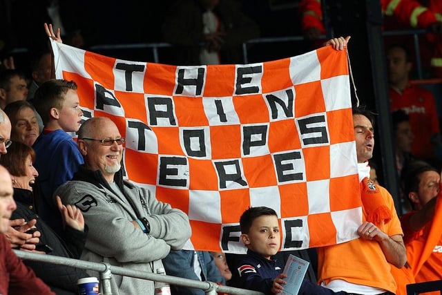 Luton Town fans during the Skrill Conference Premier match between Luton Town and Braintree Town at Kenilworth Road on April 12, 2014.