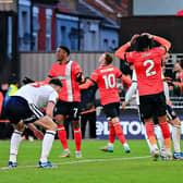 Luton players react to another missed chance against Bolton - pic: Liam Smith