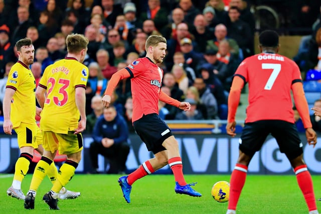 On as Luton rung the changes in the faint hope that they could get one back, and he was closer than most, almost netting a first Premier League goal, denied by a last-ditch block inside the area.