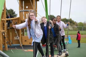 Wigmore Primary School pupils were the first to try out the new play area. Picture: LBC