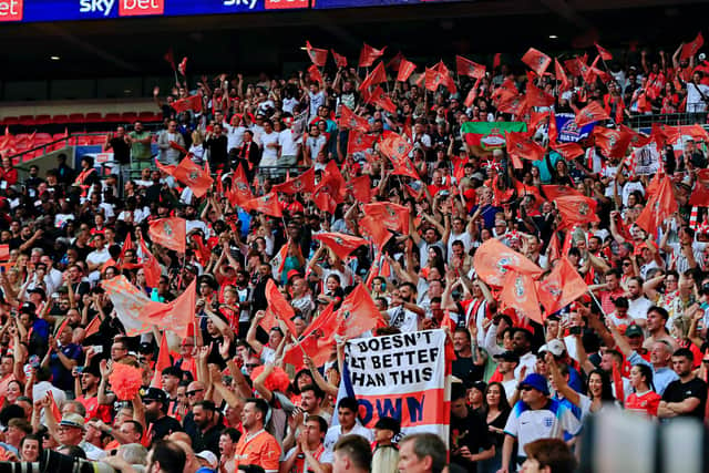 Luton's fans at Wembley in the play-off final - pic: Liam Smith