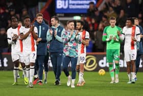 Luton's players applaud the Bournemouth supporters after their match at the Vitality Stadium was abandoned due to Tom Lockyer's cardiac arrest back in December - pic: Warren Little/Getty Images