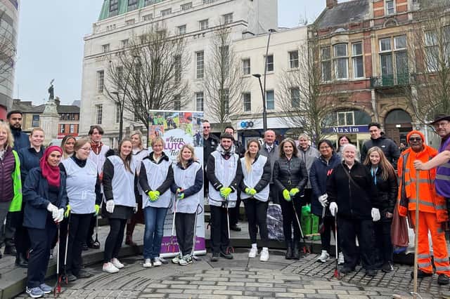 Volunteers out cleaning up Luton town centre