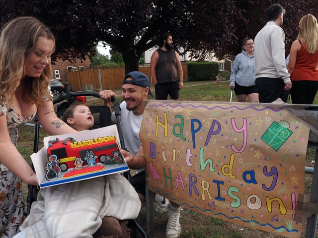 The fire engine-themed cake