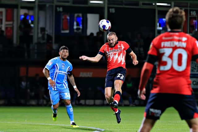Allan Campbell wins a header against Coventry on Wednesday night