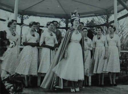 Marilyn Gearing crowned the Hat Queen at Luton Carnival (then a hat fair) in April 1954