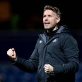 Luton boss Rob Edwards celebrates Town's 3-0 victory at QPR on Thursday night