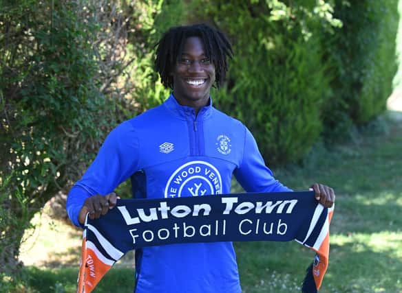 Luton striker Aribim Pepple after his move to Kenilworth Road in the summer