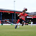 Cody Drameh goes for a spectacular clearance against Stoke on Saturday