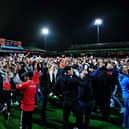Luton's fans celebrate Town's play--off victory over Sunderland last season - pic: Liam Smith