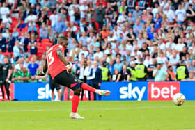 Marvelous Nakamba slots home his penalty against Coventry at Wembley - pic: Liam Smith