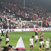 The Luton Town fans at Fulham on Monday night