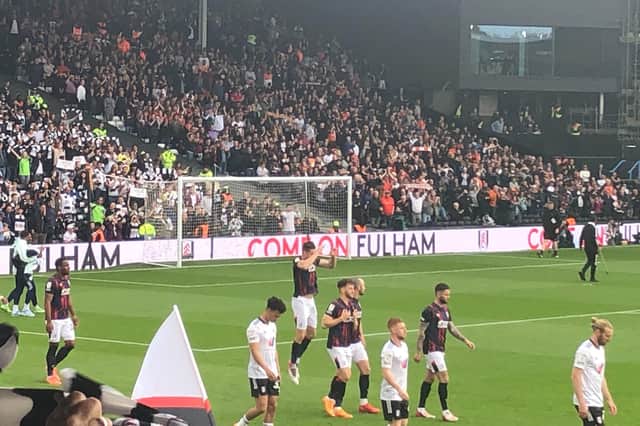 The Luton Town fans at Fulham on Monday night