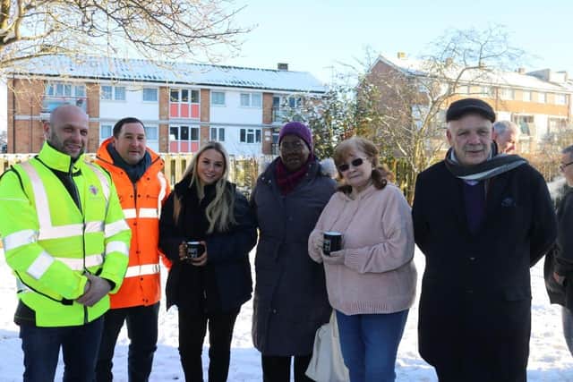 Councillor Shaw with residents and staff involved in the project