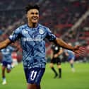 Aston Villa's Ollie Watkins celebrates scoring his 10th goal for club and county at AZ Alkmaar on Thursday night - pic: Dean Mouhtaropoulos/Getty Images