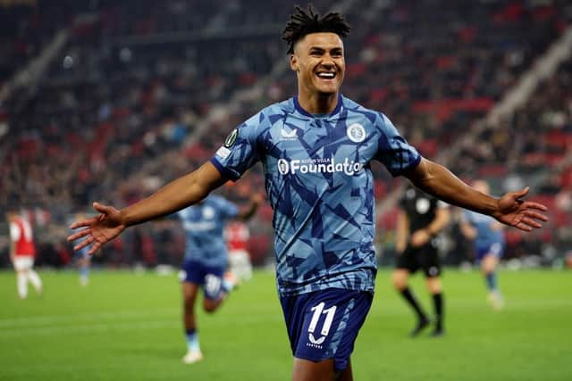 Aston Villa's Ollie Watkins celebrates scoring his 10th goal for club and county at AZ Alkmaar on Thursday night - pic: Dean Mouhtaropoulos/Getty Images