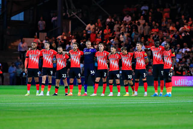 Hatters players line up before the 1-1 draw with Sheffield United recently