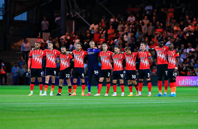 Hatters players line up before the 1-1 draw with Sheffield United recently
