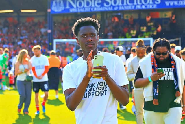 Sambi Lokonga applauds the Town fans after Sunday's goalless draw with Fulham - pic: Liam Smith