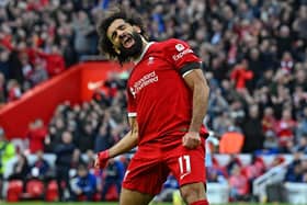 Mohamed Salah celebrates scoring against Nottingham Forest at Anfield last weekend - pic: John Powell/Liverpool FC via Getty Images
