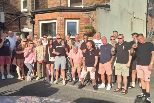 Allen and friends celebrating his anniversary. Picture: Ian Turner