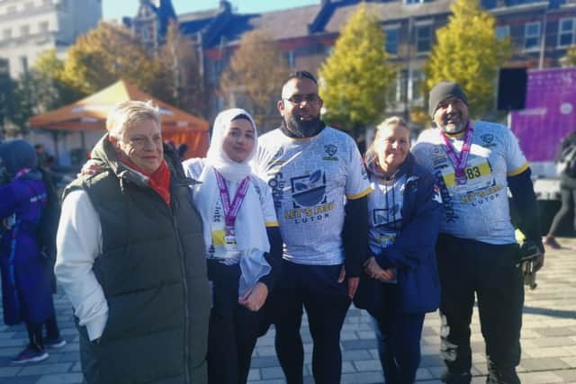 Liz Stringer (far left) with Mostaque (middle) at the Love Luton RunFest.