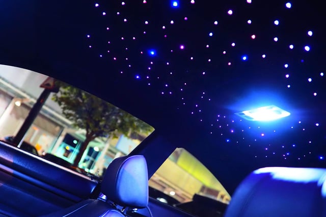 The inside of this car looks like a starry sky