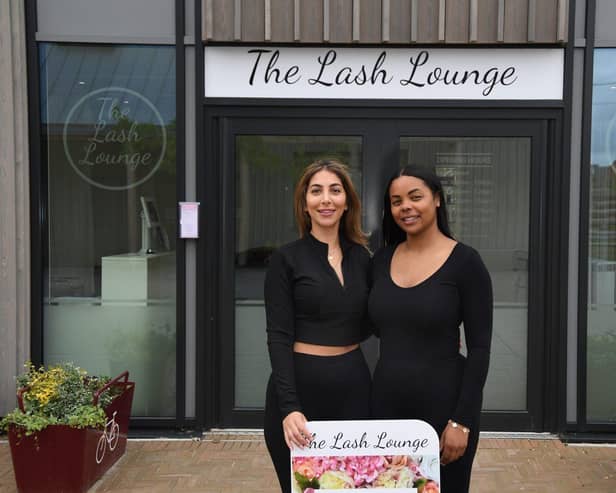 -	Sandra Abbo (left) standing with her business partner Bianca Willoughby (right), outside The Lash 