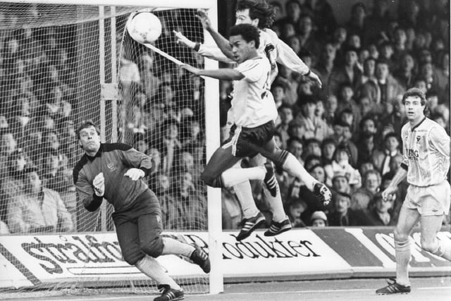 A truly crazy game at Kenilworth Road saw Mark Stein score a treble in what was a stunning 7-4 victory over Oxford United, Mick Harford netting twice, with Brian Stein and Darron McDonough also on target.