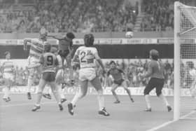 Former Luton defender Paul Elliott scores for the Hatters in a 1-0 victory at QPR - pic: Hatters Heritage
