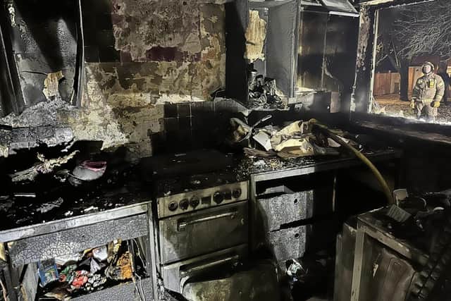 The fire started in the kitchen - Photo Bedfordshire Fire and Rescue