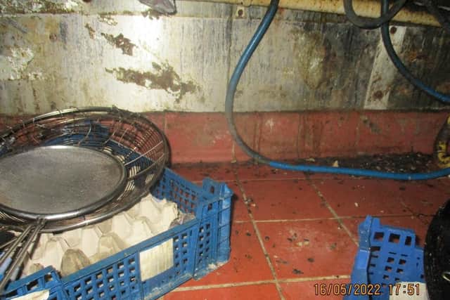 Image of the takeaway's dirty floor during an inspection. Picture: Luton Council