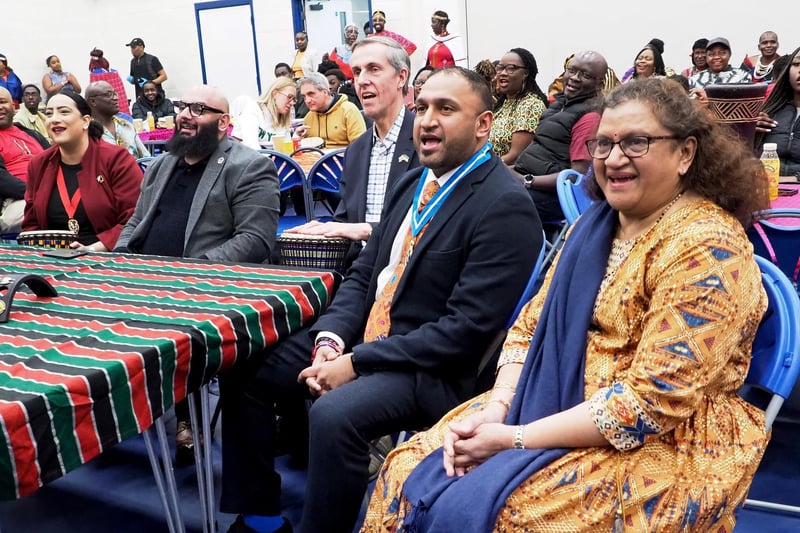 From left: Deputy Mayor Zanib Raja, her husband and consort, Andrew Selous MP and the High Sheriff of Bedfordshire