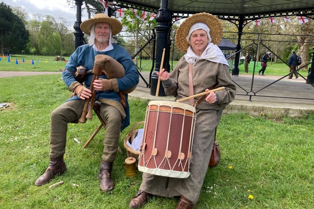 Medieval music entertaining the crowds at Luton's St George's Day event