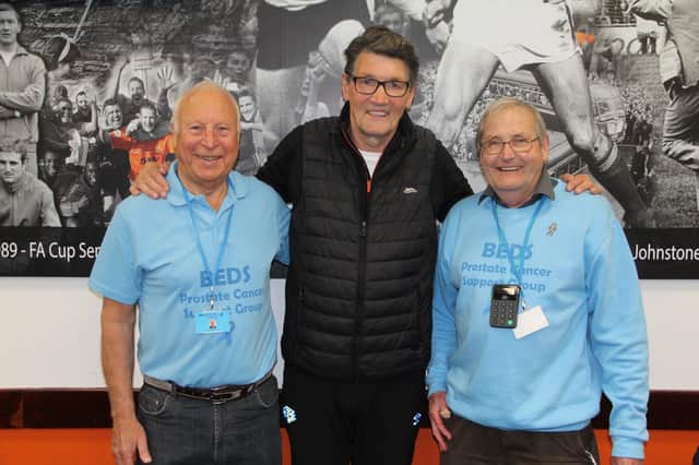 Mick Harford with members of the Beds Prostate Cancer Supporters group