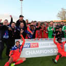 Luton celebrate winning the League One title at Kenilworth Road - pic: Liam Smith