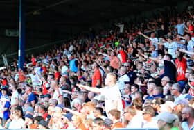 Luton fans show their frustration during the 1-0 defeat to Preston on Saturday