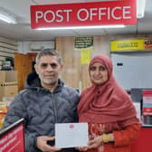 Maqsood Anwar and his wife Farzana at their Beech Hill Post Office in Luton