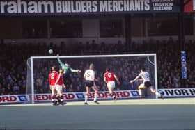Luton go close to another goal during their 2-1 win over Manchester United back in 1987 - Hatters Heritage